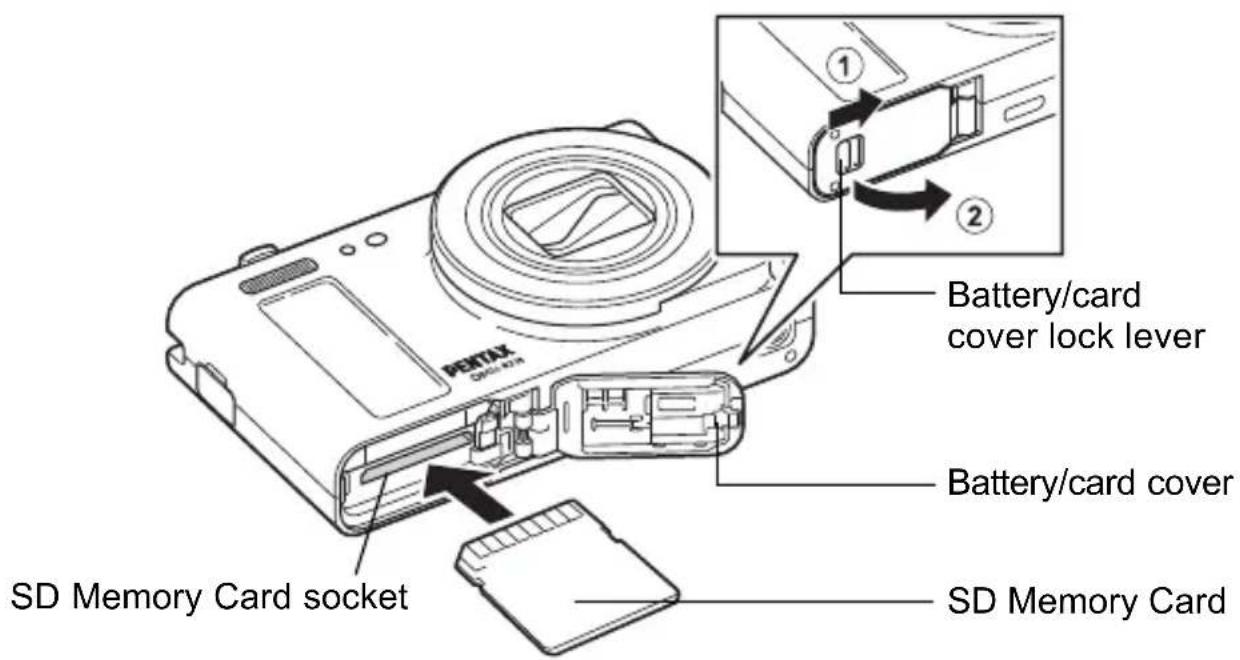 BERTAX GELTAX SD Memory Card socket Battery/card cover lock lever Battery/card cover SD Memory Card