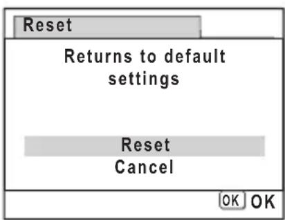 Reset Returns to default settings Reset Cancel OK OK