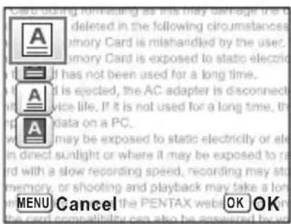 A Cable using formatting as this may damage the user to delete in the following circumstances: Memory Card is mishandled by the user. Memory Card is exposed to static-electric ns. If has not been used for a long time. It is ejected, the AC adapter is disconnect in device life. If it is not used for a long time, the data on a PC. A May be exposed to static-electricity or ele in direct sunlight or where it may be exposed to ra rd with a slow recording speed, recording may st memory, or shooting and playback may take a long on the PENTAX web at the card compatibility can also be answered how MENU Cancel OK OK
