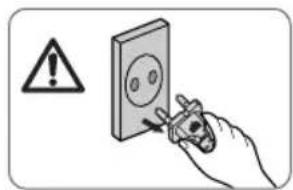 Safety warning symbol and electrical diagram showing a hand using a tool to adjust an electrical outlet with a warning sign.