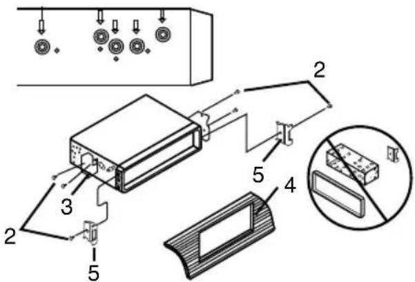 Technical diagram of a device with numbered components and an inset showing a close-up view of a component.