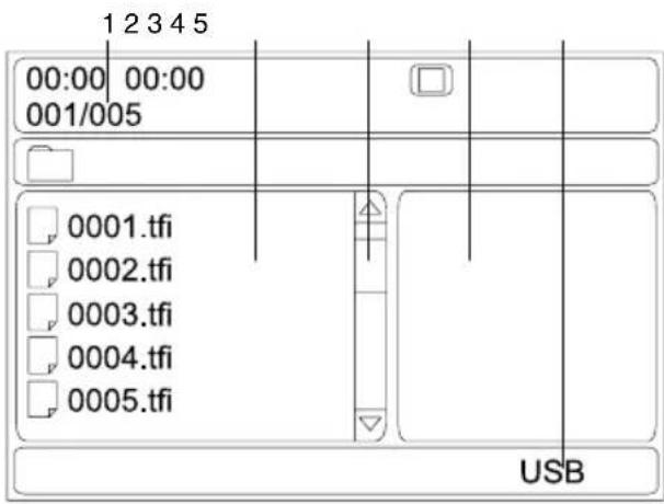 1 2 3 4 5 00:00 00:00 001/005 0001.tfi 0002.tfi 0003.tfi 0004.tfi 0005.tfi USB