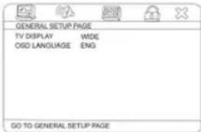 GENERAL SETUP PAGE TV DISPLAY WIDE OSD LANGUAGE ENG GO TO GENERAL SETUP PAGE