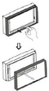 Diagram illustrating a hand pressing a screen to form a slide, with an arrow indicating the process.