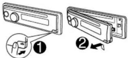 Diagram showing two views of a device with numbered annotations indicating adjustment or change in the interior.
