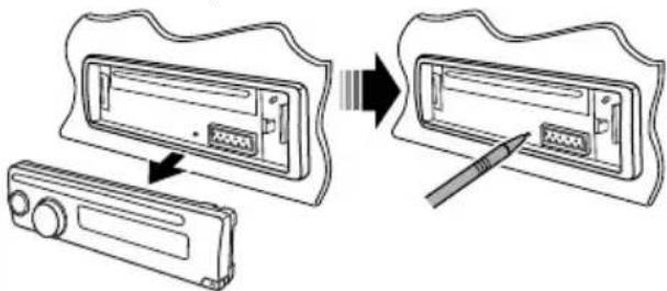 Diagram showing device panel assembly process with labeled components and directional arrows