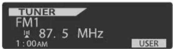 TUNER FM1 87.5 MHz 1:00AM USER