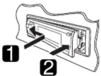 Diagram showing a mechanical component with labeled parts 1 and 2, indicating assembly or assembly steps.
