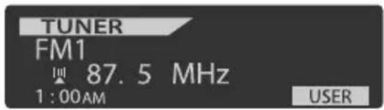 TUNER FM1 87.5 MHz 1:00AM USER