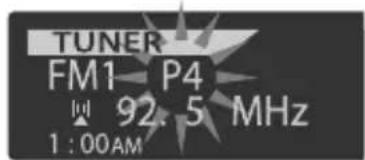 TUNER FM1 P4 92.5 MHz 1 : 00AM