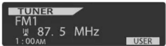 TUNER FM1 87.5 MHz 1:00AM USER