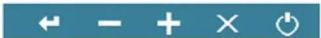 Four directional and symbolic icons: left-pointing arrow, minus sign, plus sign, and close button
