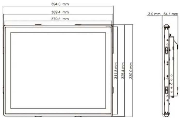 394.0 mm 389.4 mm 379.8 mm 311.8 mm 325.4 mm 330.0 mm 3.0 mm 54.1 mm