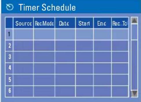 Timer Schedule Source Rec Mode Date Start End Rec To 1 2 3 4 5 6