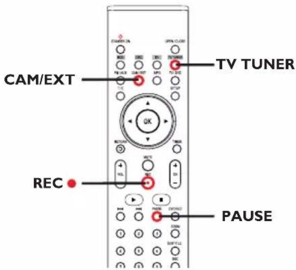 CAM/EXT REC TV TUNER PAUSE