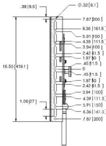 .38 [9.5] Ø.32 [8.1] 7.87 [200] 6.36 [161.5] 5.91 [150] 4.39 [111.5] 3.94 [100] 2.42 [61.5] 1.97 [50] .45 [11.5] 0 .45 [11.5] 1.97 [50] 2.42 [61.5] 3.94 [100] 4.39 [111.5] 5.91 [150] 6.36 [161.5] 7.87 [200] 16.50 [419.1] 1.06 [27]