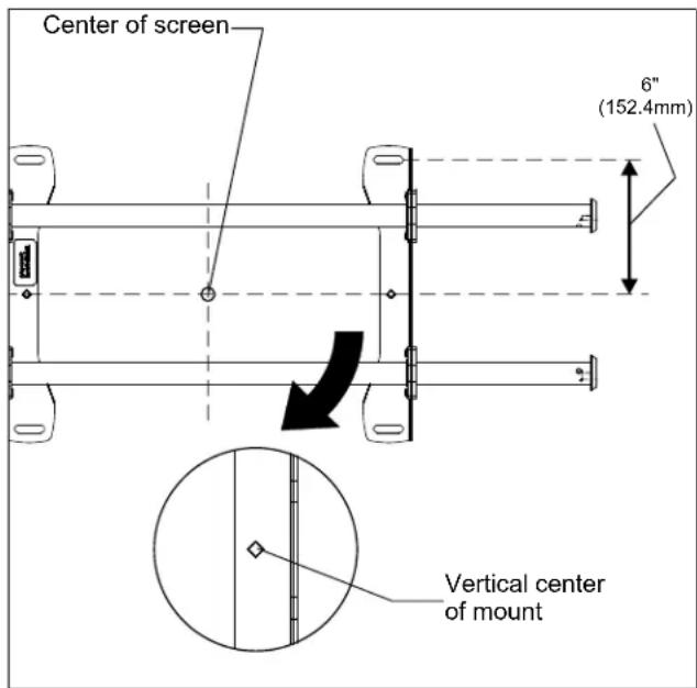 Center of screen 6" (152.4mm) Vertical center of mount