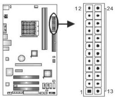 BIOSTAR A770L3 - ATXPWR1: ATX Power Source Connector - 1