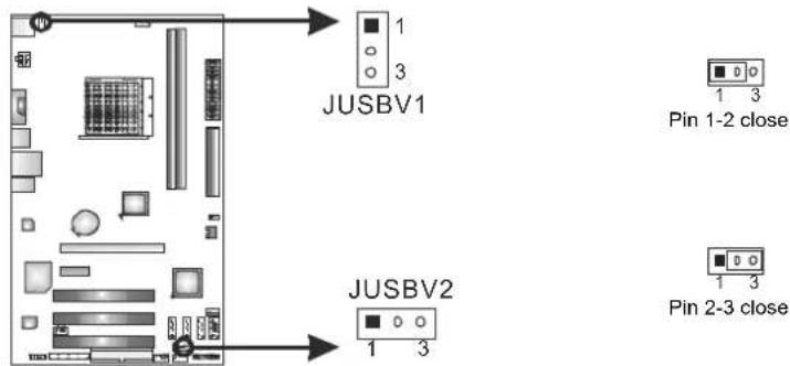 BIOSTAR A770L3 - JUSBV1/JUSBV2: Power Source Headers for USB Ports - 1