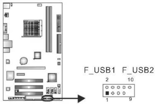 BIOSTAR A770L3 - F\_USB1/F\_USB2: Headers for USB 2.0 Ports at Front Panel - 1