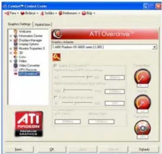 Catalyst™ Control Creator View Bolaryx Junctions Padraevens Help Graphics Settings | Hydration/Video Welcome Information Center Display Manager Display Options Monix Properties D 3D Color Video Video Converter VPSI Receiver ATI Overdrive® Graphics Adapter 1 AMI Radeon HD-6600 views [L385] Athens ATI Overdrive™ High Performance of APCI (see version 2) 400 8000mm High Performance of Maximize Super Command 800 1000mm Athens Hardware for Camera 800 800 Current Options ATI Connection Maximize Option 8000mm 8000mm Transaction ATI Radeon® PREMIUM GRAPHICS OK Cancel Delete Defaults