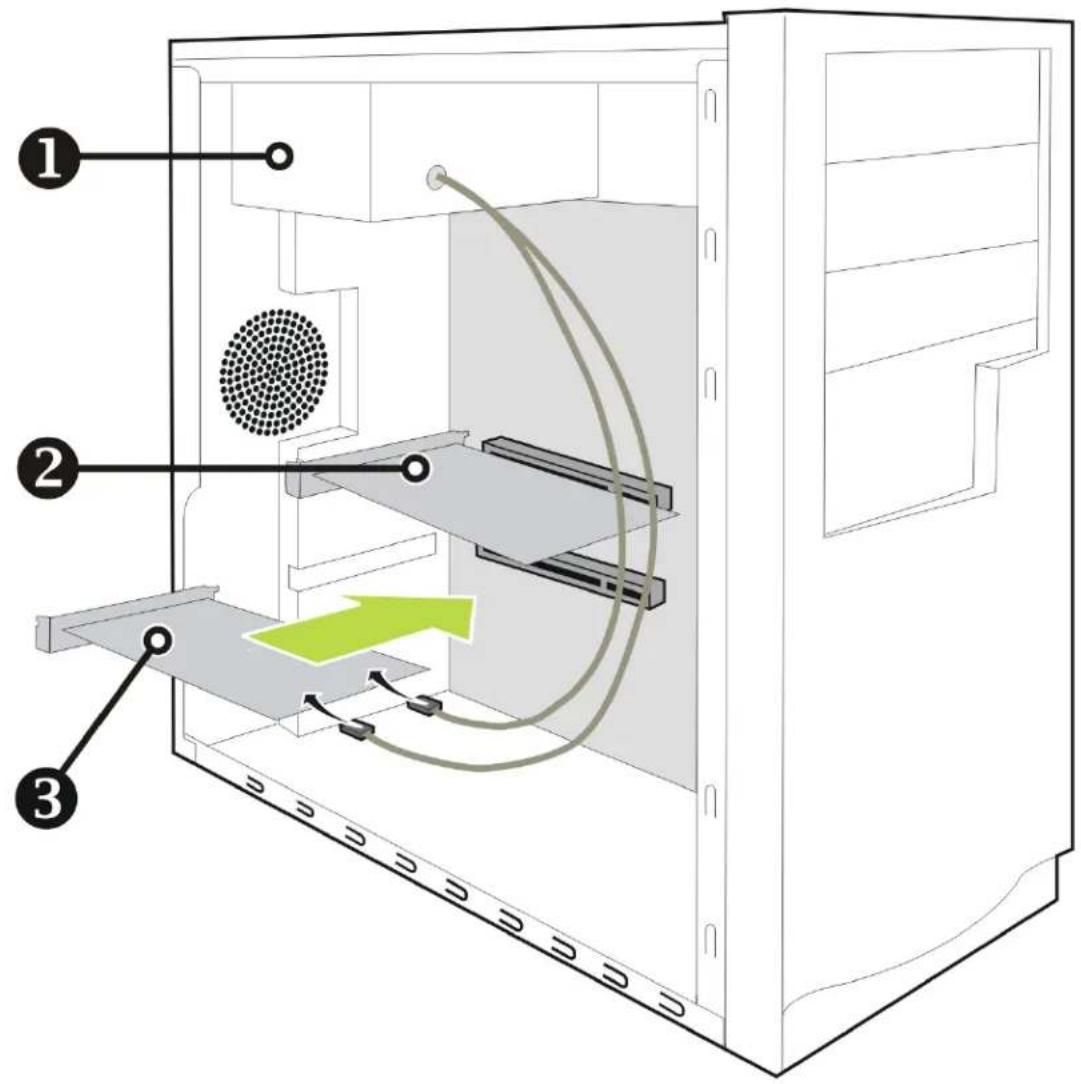 Diagram of an internal device with labeled components and a green arrow indicating direction or flow.