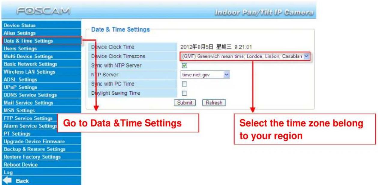 FOSCAM FI8916W-W - Date & Time Settings - 1
