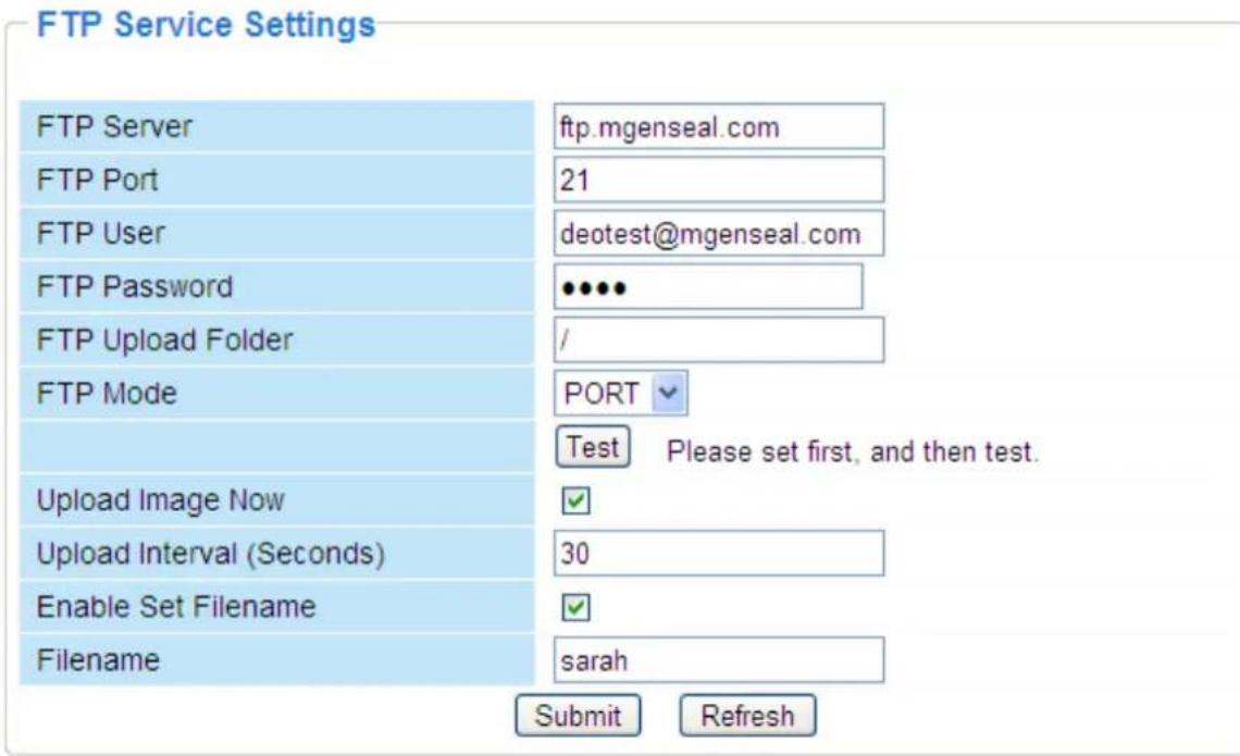 FOSCAM FI8916W-W - FTP Service Settings - 2