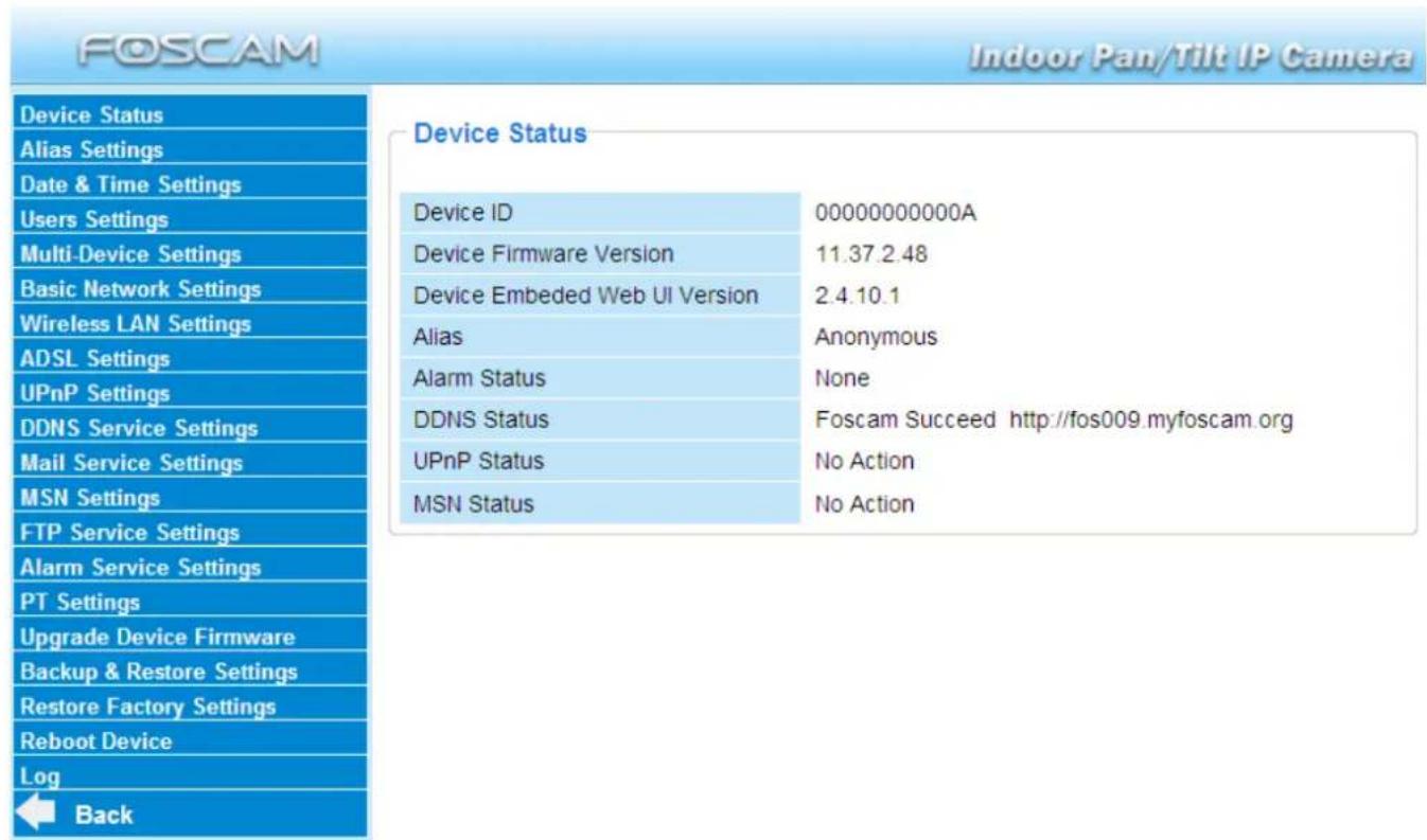 FOSCAM FI8916W-W - Device Status - 1
