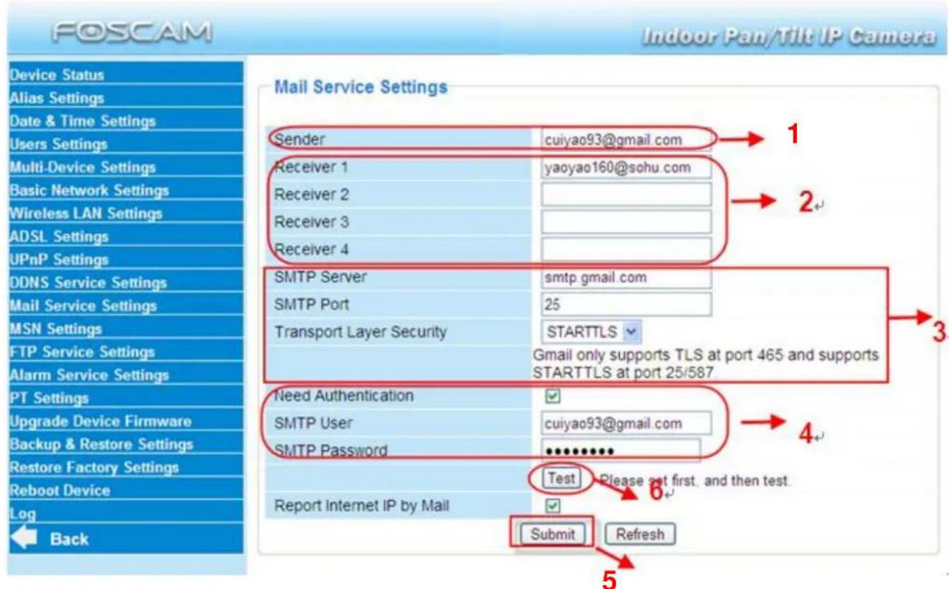 FOSCAM FI8916W-W - Mail Service Settings - 1
