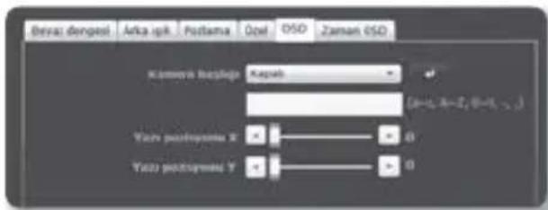 Beyaz dengesi Arka pik Pozlama Özel OSD Zaman OSD Kamera besejko Kapab (a=1, A=2, B=3, ...) Yato poutnpanu X 0 Yato poutnpanu Y 0
