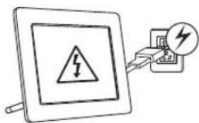 Safety warning symbol and electrical hazard symbol on a device, indicating high voltage hazard