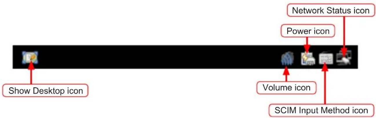 Show Desktop icon Network Status icon Power icon Volume icon SCIM Input Method icon