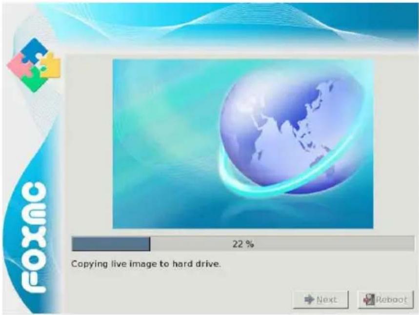 FOXNC 22 % Copying live image to hard drive.