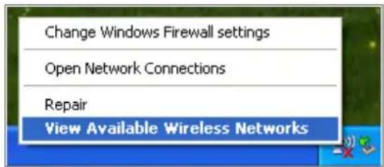 Change Windows Firewall settings Open Network Connections Repair View Available Wireless Networks