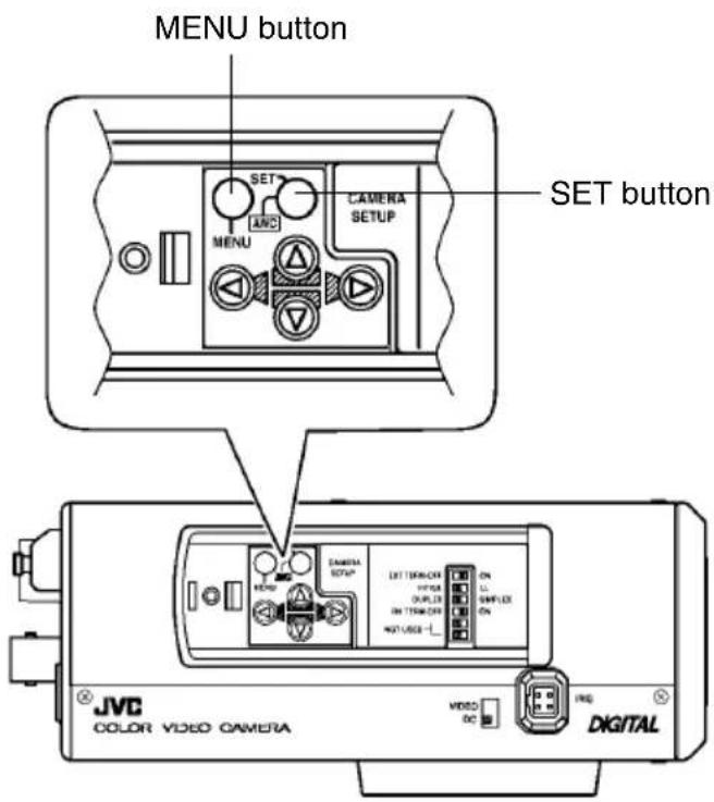 MENU button SET button JVC COLOR VIDEO CAMERA VIDEO DC DIGITAL