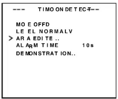 --- TIMO ON DET EC MO E OFFD LE EL NORMALV > AR A EDITE .. AL ARM TIME 10s DEMONSTRATION..