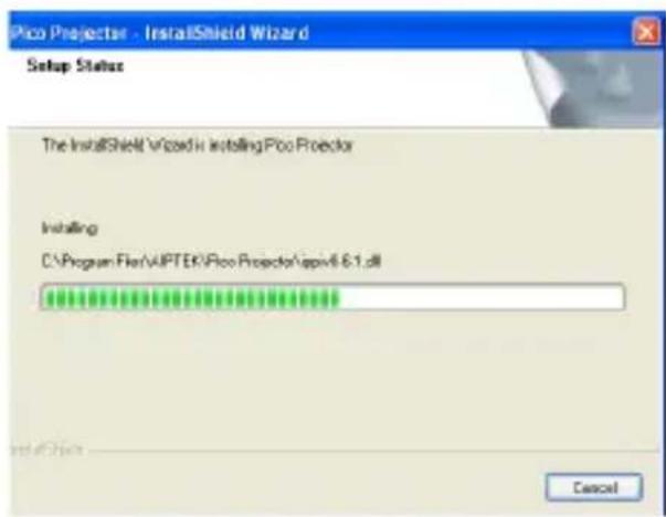 Pico Projector - InstallShield Wizard Setup Status The InstallShield Wizard is installing Pico Projector Installing C:\Program Files\VAPTEK\Pico Projector\apiivi 6.1.dll Cancel