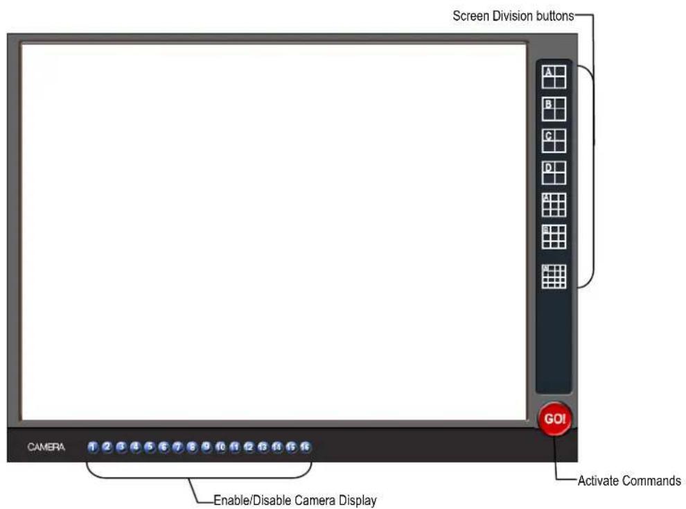 Screen Division buttons A B C D A B V GOI CAMERA Enable/Disable Camera Display Activate Commands