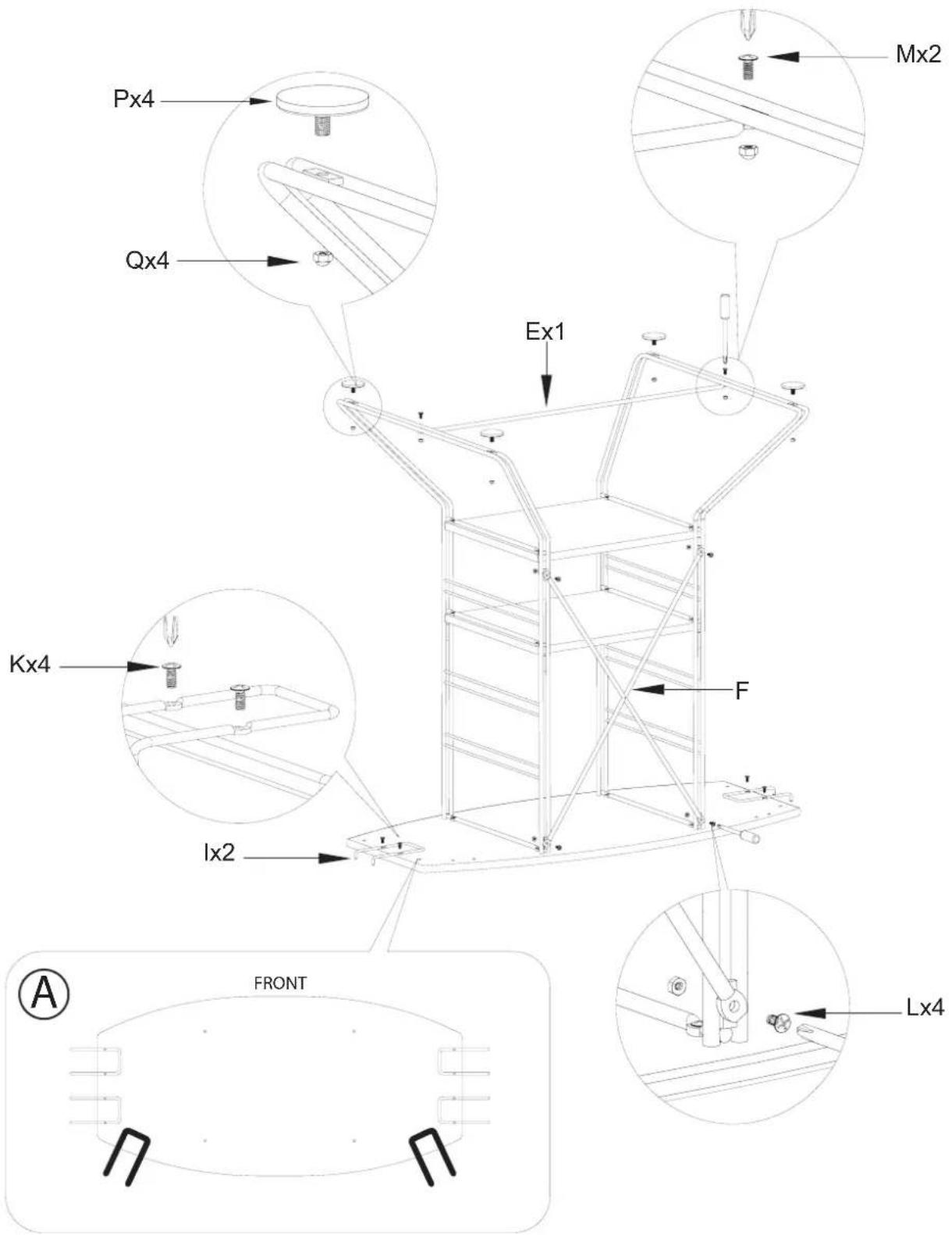 Px4 Qx4 Ex1 Mx2 Kx4 F Ix2 Lx4 FRONT A