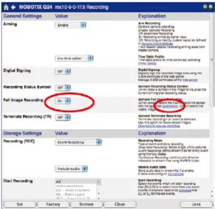 Mobotix MX-D25M-SEC-D76 - Activate/Deactivate Full Image Recording in the Browser - 1
