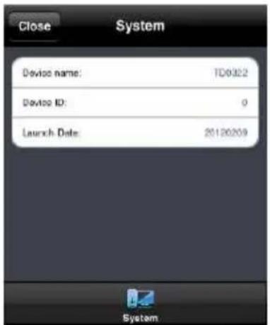 Close System Device name: TD0322 Device ID: 0 Launch Date: 20120209 System