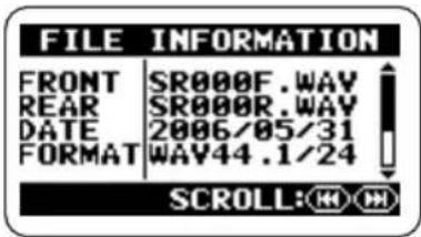 SAMSON ZH2 - Bring up the FILE INFORMATION screen. - 2