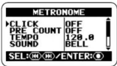 SAMSON ZH2 - Bring up the METRONOME screen. - 1