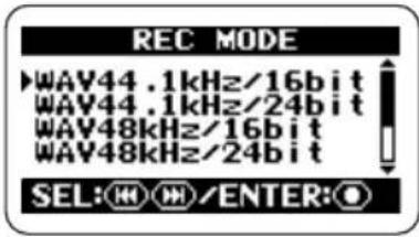 SAMSON ZH2 - Bring up the REC MODE screen. - 1