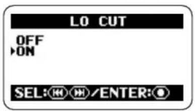 SAMSON ZH2 - Bring up the LO CUT screen. - 1