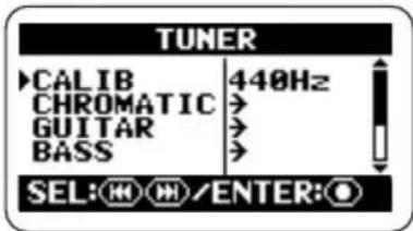SAMSON ZH2 - Bring up the TUNER screen. - 1
