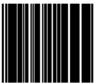 Black and white barcode image with vertical lines on both sides