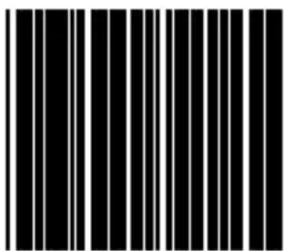 Black and white barcode image with vertical lines on both sides