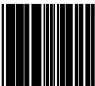 Black and white barcode image with vertical lines on both sides
